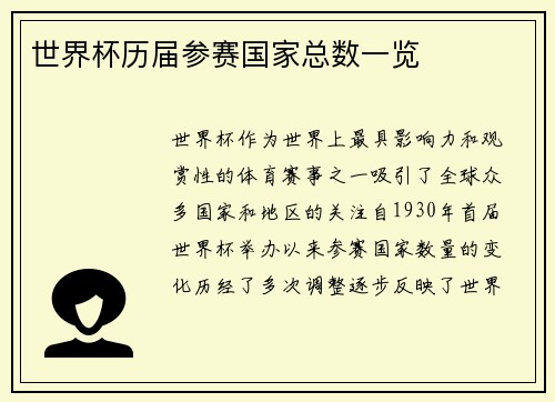 世界杯历届参赛国家总数一览